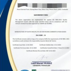 Management System Certification accrédité l'AB IAS / et certifié par le CB QA Technic