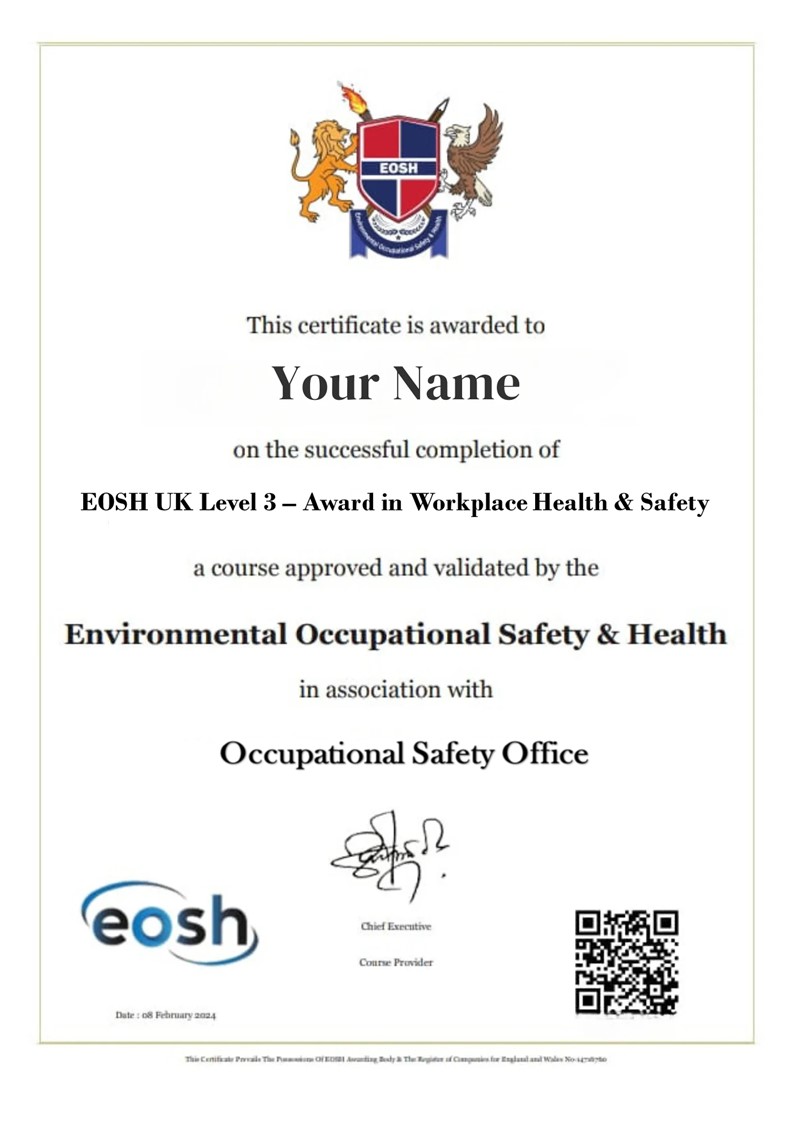 EOSH_UK Workplace Health Safety Level 3 Award