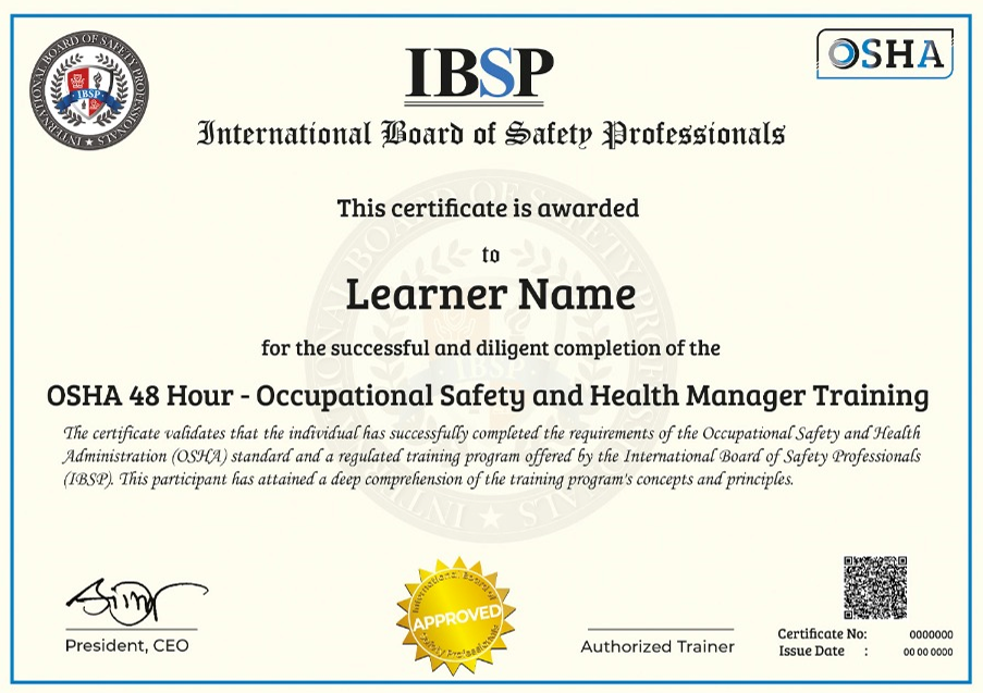 OSHA 48 Hour Occupational Safety and Health Manager®