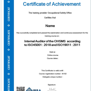 Internal auditor ISO 45001:2018 & ISO19011 course IA102