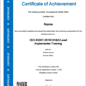Formation certifiante ISO 45001 Lead Implementer (English)