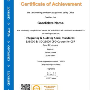 Integrating & Auditing Social Standards: SA8000 & ISO 26000 CPD Course for CSR Practitioners